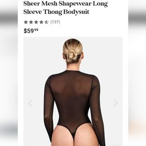 Sheer Mesh Shapewear Long Sleeve Body Suit